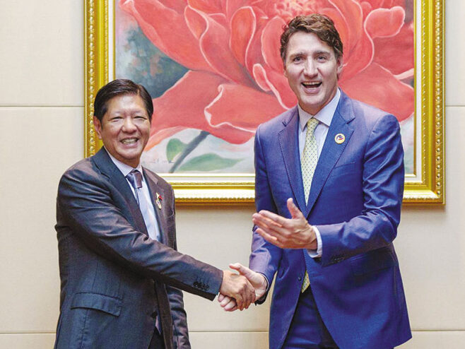 Philippine President Ferdinand Marcos Jr. and Canadian Prime Minister Justin Trudeau met on October 10, 2024 in Laos. Photo by Presidential Communications Office.